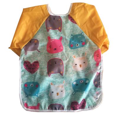 China Antibacterial baby waterproof sleeved bib with long sleeves and pocket for sale