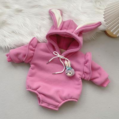 China Q2-baby Baby Girl Boy Easter Bunny Clothes Top Hoodie Pocket Bodysuit Romper Outfit for sale