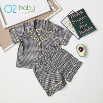 Chine Q2-baby Plaid Design Children Pajamas Set Short Sleeve Summer OEM service à vendre