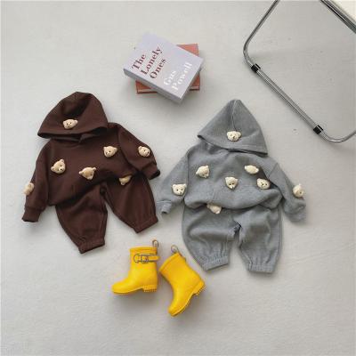 Китай Q2-baby Autumn Winter Cartoon Bear Baby Clothing Set Kids Girls Boys Hoodie Pants продается