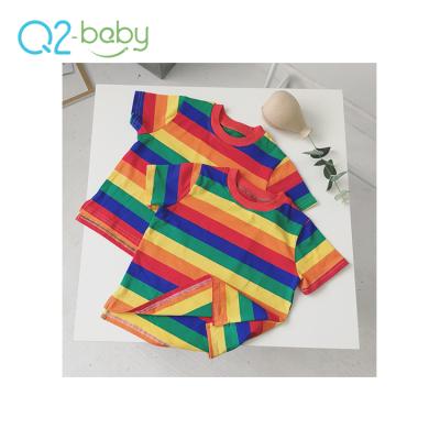 China Baby Clothes Infant T Shirt Cute Short Sleeve Striped Soft Sustainable Breathable Cotton for sale