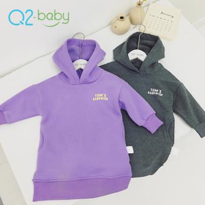 China Breathable Long Sleeve Plain Infant Sweatshirt Hooded Cotton Baby Mid-Calf Dress for sale