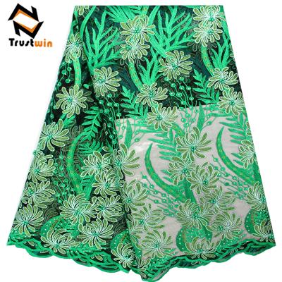 China Viable Wholesale Black Green Tulle Lace Fabric Polyester Stocking Polyester Fabric for sale