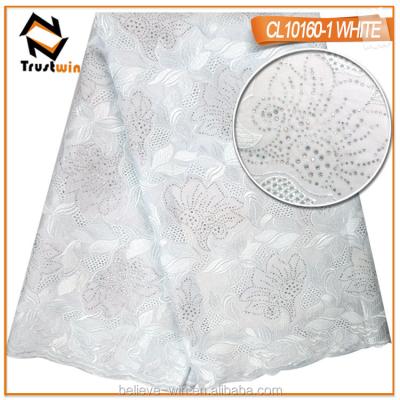 China Heavy Swiss Lace CL10123 Large Swiss Voile Lace Sustainable With Many Stones for sale