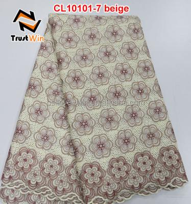 China Sustainable High Quality Swiss Voile Lace Big Swiss Voile Lace For Nigerian Beige CL10101 for sale