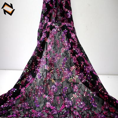 China High Quality Viable French Tulle African Lace Fabrics Embroidery Lace With Sequins for sale