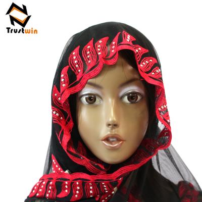 China SC20201 Polyester New Design Embroidery Muslim Scarf for sale