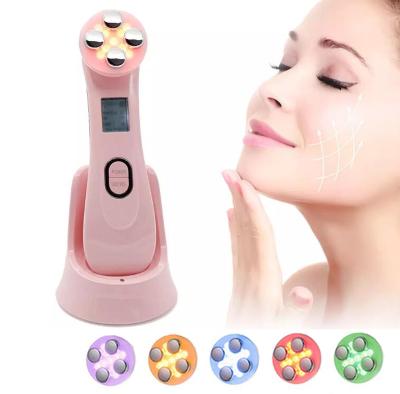 China Skin Tightening 5 in 1 Multifunctional Facial Massager EMS LED Light Therapy Device Colorful Wrinkle Remover for sale