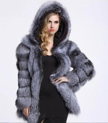 China Sale Breathable Faux Fox Fur Faux Fur Coat Women Warm Mid Length Quilting Coat for sale