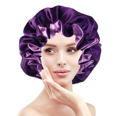 China Large Double Layer Lace Night Cap Shower Cap Beauty Salon Makeup Hat AD6016 for sale