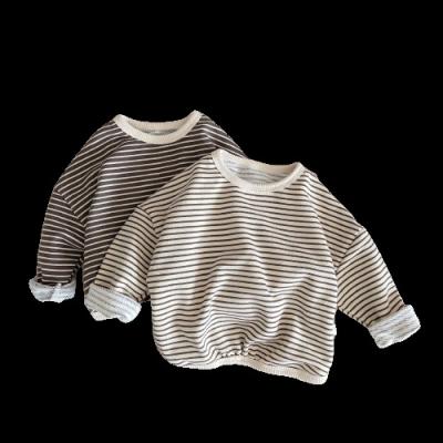 China Boutique Breathable Autumn Stripe Print Long Sleeve Spring Kids Girls Boys Pullover Children Sweatshirts for sale