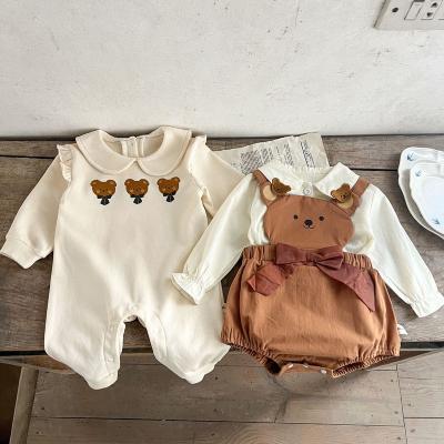 China Spandex/Cotton New Ins Spring Baby Bodysuit For Boys And Girls Cotton Bear Printed Baby Romper for sale