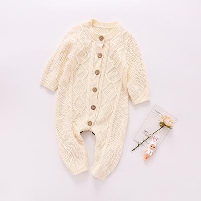 China Spandex/Cotton Autumn Newborn Baby Girls Boys Knitted Long Sleeves Toddler Girl Solid Color Romper Girls Boys Knitted Clothes for sale