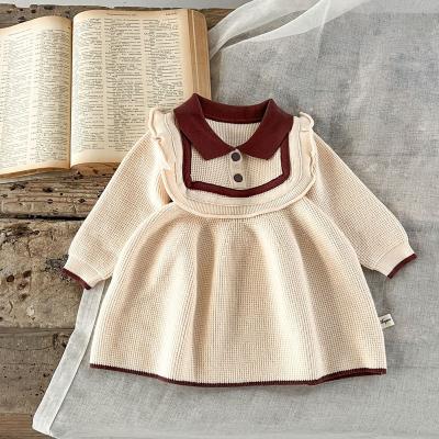 China New Spring Baby Doll Neck Sweater Breathable Cute Soft Dress Knitted Baby Dress for sale