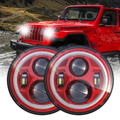 China PMMA+ABS HOT 7 Led Headlight For Jeep 110 Watt With EMC 7 Inch For Jeep Headlight Rgb Halo Dot Certified IP67 Waterproof, Multiple Color for sale