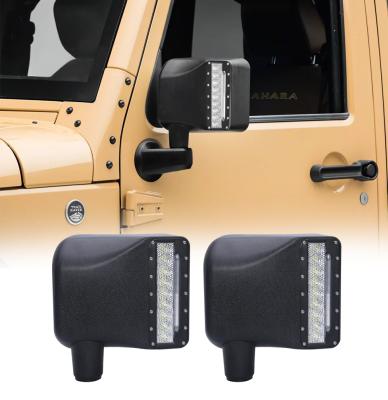 China DRL/LOYO Beam Hot Sale High Low Product With Amber Turning Signal Side Door Rear View Mirror Covers Lights For Jeep Wrangler jk 1997-2017+ for sale