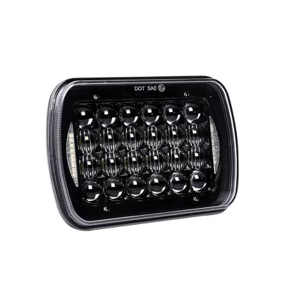 China Aluminum + PC 5X7 Led Headlights For Jeep Cherokee Xj 85W Faros Led Cuadrado With Drl H4 5X7 Square Led Headlight for sale