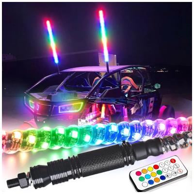 China Atv Factory Price RGB Flag Lightweight Remote Control Security Waterproof IP 67 360 Spiral Whip Buggy Flags For Mine for sale