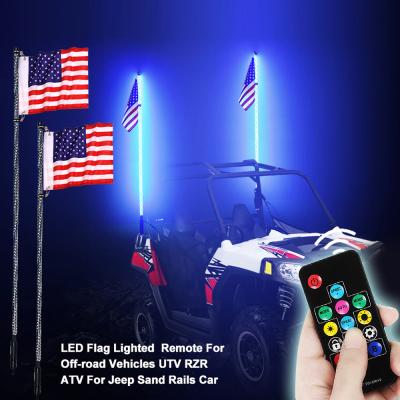 China Super Bright PC+ Aluminum Whosale bluetooths Lighted Whip Flag For Offroad Racing ATV/UTV Motor LED Whip Light for sale