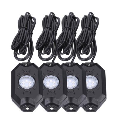 China High Quality Super Safety Car Blue-Tooth Control Rock Lamp 9w RGB 4 Lighting Pods Led Rock Lgiths For Jeep Wrangler And Offroad Truck for sale