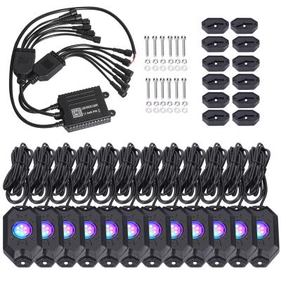 China All Vehicles Best Quality Rgbw Led Rock Light 9W Led Rgbw Pod Ip68 App Controlled 12 Pods Rgbw Rock Lights for sale