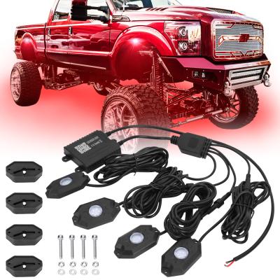 China Aluminum+PC LOYO Rock Lights Kit IP68 12v RGBW Multicolor Waterproof Rock Light For ATV RZR SUV Offroad Car for sale