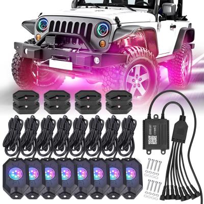 China Aluminum + PC Top Selling Rgbw Rock Lights 9W With Pure White Color Blue Tooth Connected 12/24V For Jeep And Offroad Vehicle Rgbw Rock Light for sale