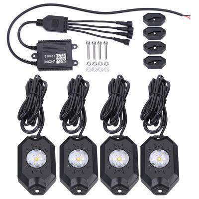 China All Vehicles High Quality Rgbw LED Rock Lights Blue Tooth 9W Controlled Pure White Rgbw Led Rock Light For Truck for sale