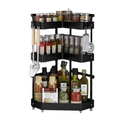 China Hot Selling Modern Kitchen Dots 3 Tier Spice Shelves Kitchen Corner Rack for sale