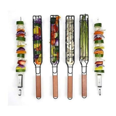 China Waterproof Kitchen Tool BBQ Grill With Handle Vegetable Hot Dog Rack Kebab Grill Basket for sale