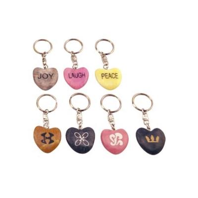 China Custom Engraving Stone Gift Stone Heart Key Chain Gift for sale