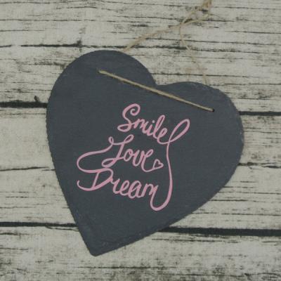 China Europe Heart Shape Natural Slate Hanging Color Printed Slate Slab for sale