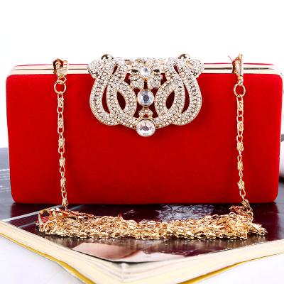 China Satin Evening Clutch Bag Selling Fuschia Women Luxury Party Evening Purple Black Fashion PU Rhinestone Blue Red Clutch Bag for sale