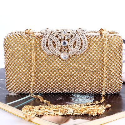 China Evening Noble Luxury Rhinestone Satin+Rhinestone Temperament Crystal Clutch Golden Evening Clutch Bag Silver Bling Purse for sale