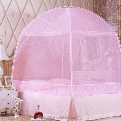 China Folded 3 Exquisite Open Doors Spandex Camping Bed Canopy Mosquito Net Girls Double Bed Soft Mosquito Net for sale