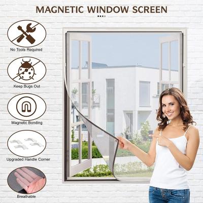 China Adjustable Reusable Window Screen Safety Cats Window Mesh In Manufacture Modern Magnetic Insect Mosquito Net Curtain for sale