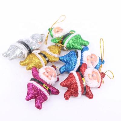 China Chirstmas Decor 3Inch 6Pcs/bag Color Ornaments Christmas Little Santa Accessories Ornaments Pendant Shiny Christmas Tree for sale