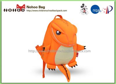 China Orange Breathable Toddler Rucksacks / Tyrannosaurus Shape Personalized Preschool Backpacks for sale