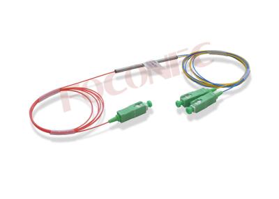 China Mini tipo de acero acoplador de la fibra óptica de 1x2 FBT/divisor, del tubo acoplador 1310/1550nm en venta