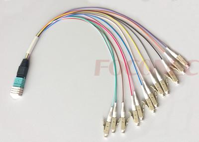 China MPO Male to LC OM312 Fiber Direct Fan-out Fiber Optic Patch Cord , Optical Jumper for sale