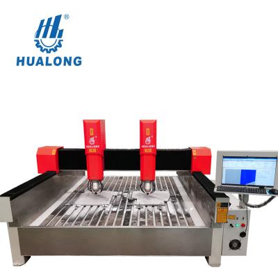 China Building Material Stores Hualong Machinery HLSD-2515-2 Dual Head CNC Granite Router Stone Carving Engraving Machine for sale