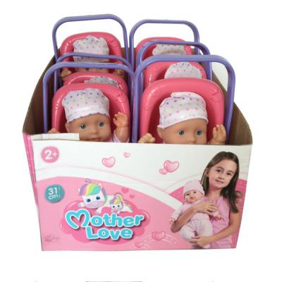 China Educational Toy 20cm Small Size Children Cradle Play Baby - Doll Toy / Baby - Doll With Cradle for sale