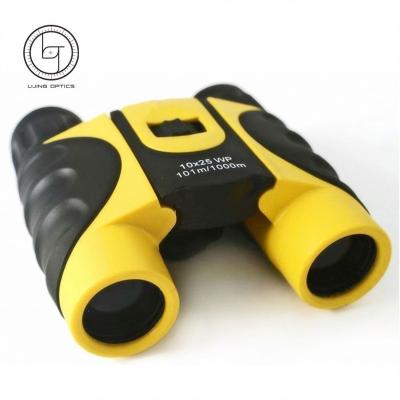 China 10x25 Aluminum Mini Yellow Binoculars Waterproof Telescope for Guided Traveling Telescope and Binoculars for sale