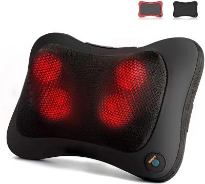 China Body Shiatsu Back and Neck Massager 3D Massage Kneading Pillow with Heat and 8 Rotating Nodes for Muscle Pain Relief for sale