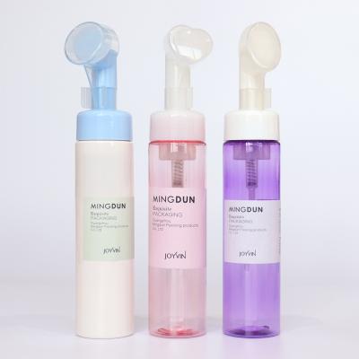 China BEAUTY PACKING 250ml Cylinder PET Foaming Bottle Foaming Pump Brush Bottle High End Personal Care Beauty Care for sale