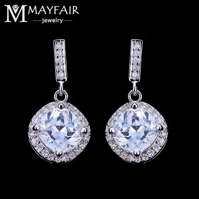 China MAYFAIR TRENDY Classic Round Big Crystal Clear 3A Cubic Zircon Earrings Dangle For Women Gifts Fashion Earrings Accessories for sale