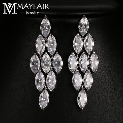 China MAYFAIR TRENDY Fashion Multi Leaf Shape AAA Cubic Zircon Earrings Stud Simple Romantic White Women Statement Earrings Romantic Colorful Jewelry for sale