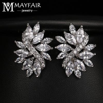 China MAYFAIR New Trendy Crystal Zirconia Snowflake Earrings For Women Flower Stud Earrings Jewelry Luxury Christmas Gift for sale