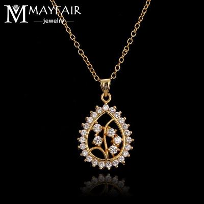 China New Fashion Gold Color Crystal Zircon Pendant Necklace For Women Drop Water Jewelry Charm Accessories TRENDY CZ Silver Chain for sale