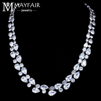 China Luxury TRENDY Real Rose 18K White Gold Filled CZ Crystal Colorful Diamond Necklaces Cubic Zirconia Personalized Necklace Jewelry for sale